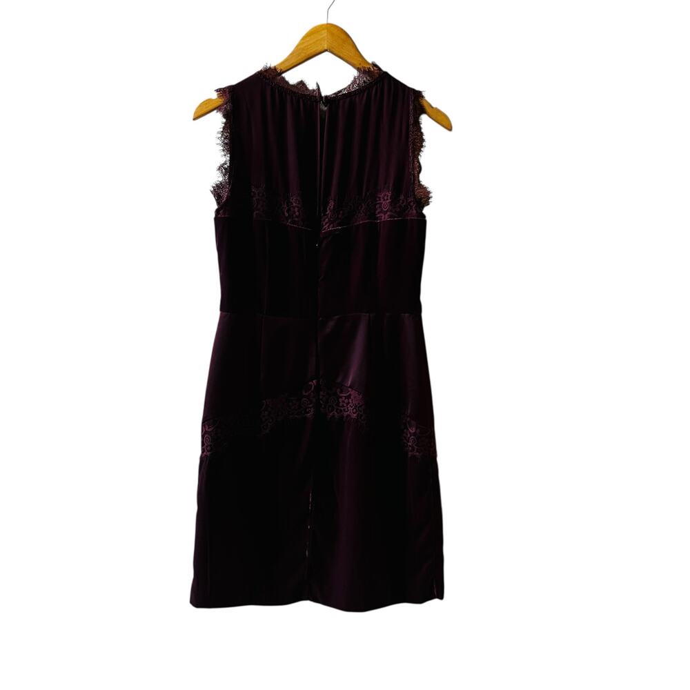 White House Black Market Velvet Lace Trim Sleeveless Dress Size 2 Burgundy - Picture 5 of 10